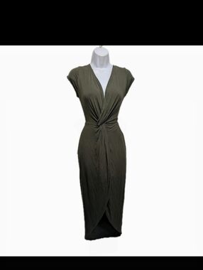 Rolla Coster Faux Wrap Maxi Dress S Green Jersey Elegant City Casual #drs8.10